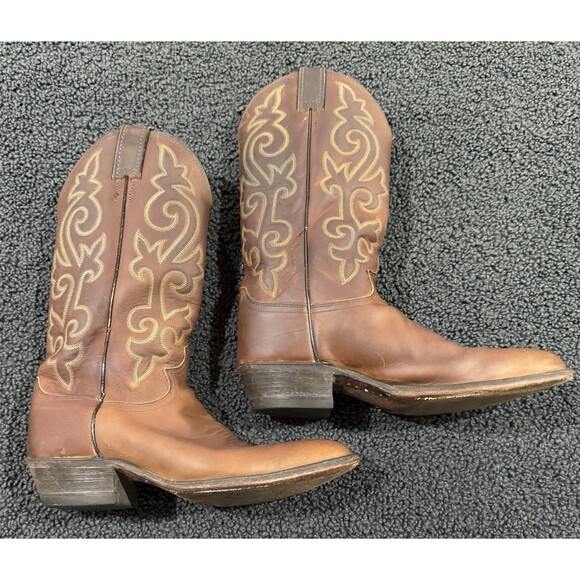 Justin Western Boots Style #2252 Bay Brown Leather Mens 7.5 EE Made In USA main image 6